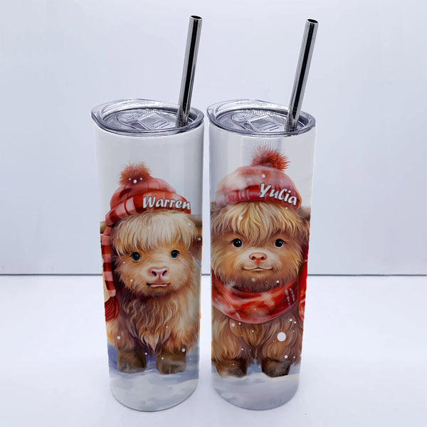 Custom Highland Cow Name 20oz Tumbler with Straw - Unique & Stylish Hydration on the Go