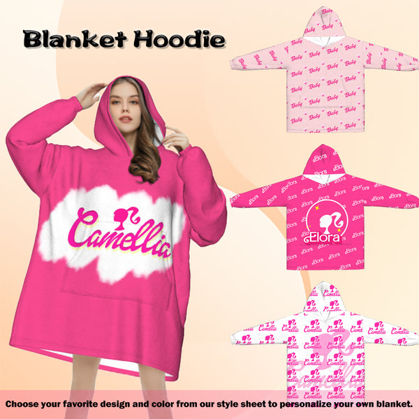 Personalized Barbi Font Hoodie Blanket - Cozy Chic Comfort for Barbi Fans