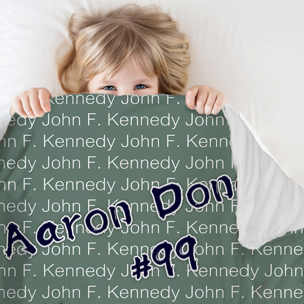 Personalized Name and Number Throw Blanket - Soft Flannel & Polyester - Ideal Gift for Athletes and Sports Fans