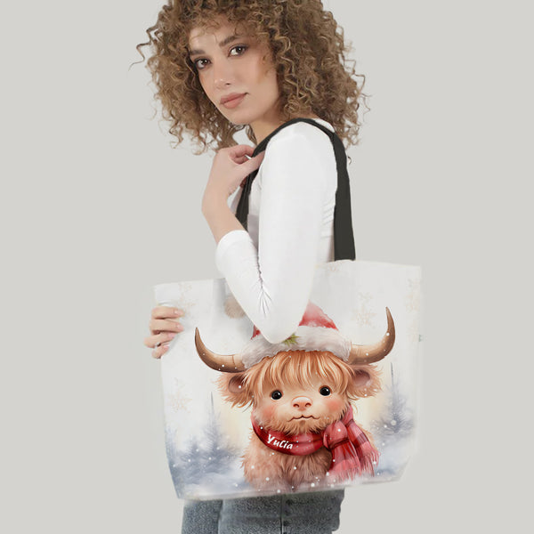 Customized Highland Cow Name Large Capacity Tote Bag - Carry in Style